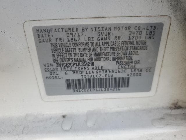 2018 NISSAN VERSA NOTE S 13