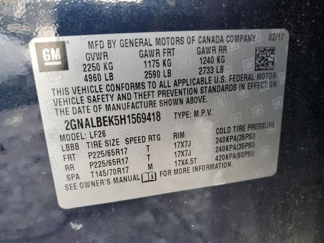 2017 CHEVROLET EQUINOX LS 14