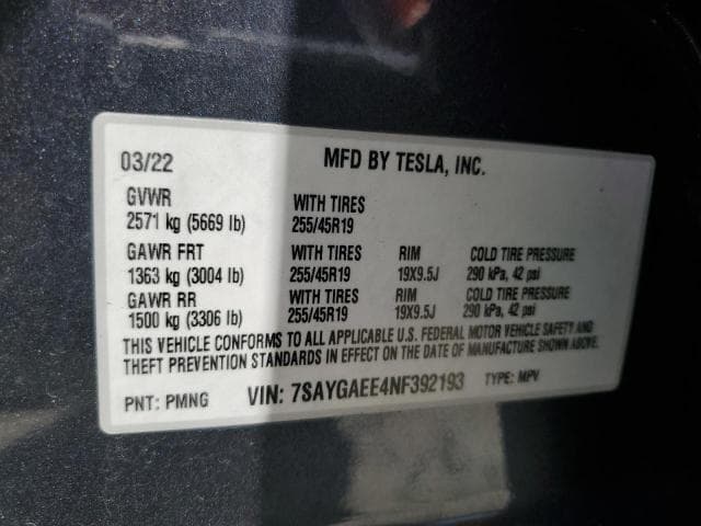 2022 TESLA MODEL Y 14