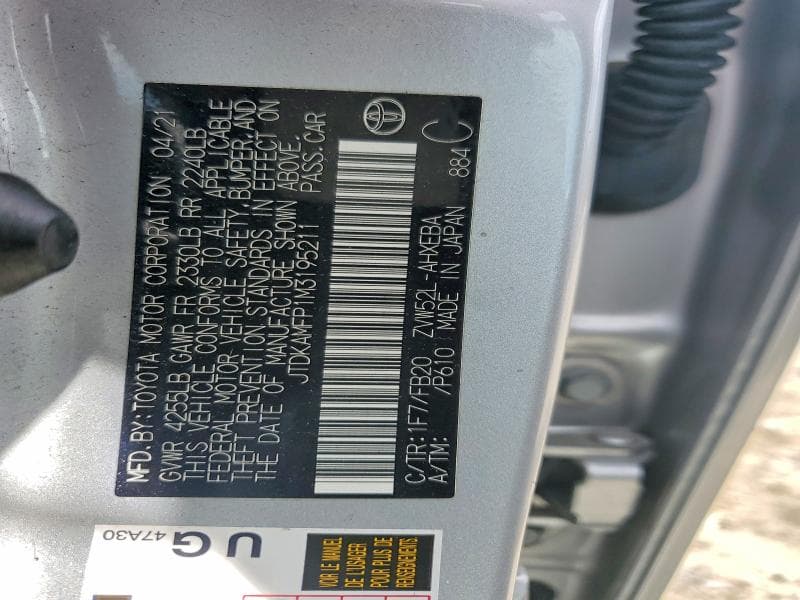 2021 TOYOTA PRIUS PRIME LE 13