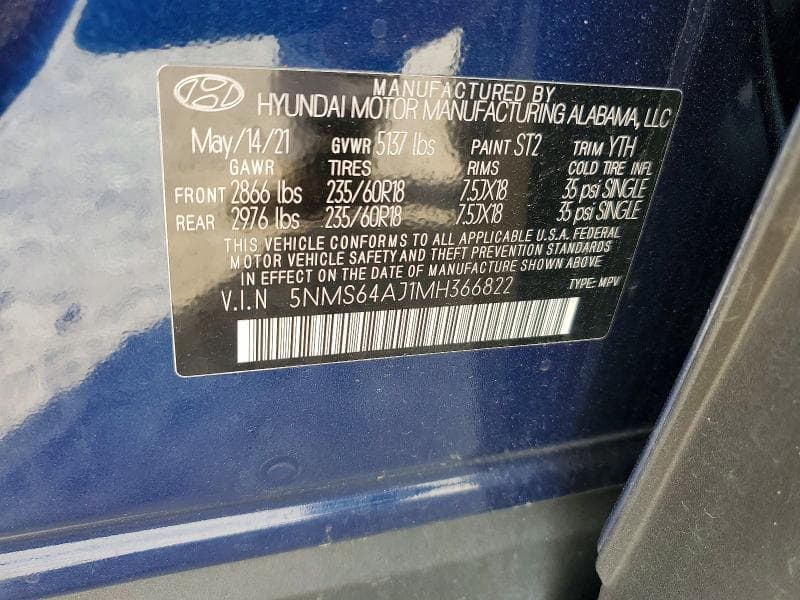 2021 HYUNDAI SANTA FE SEL 14
