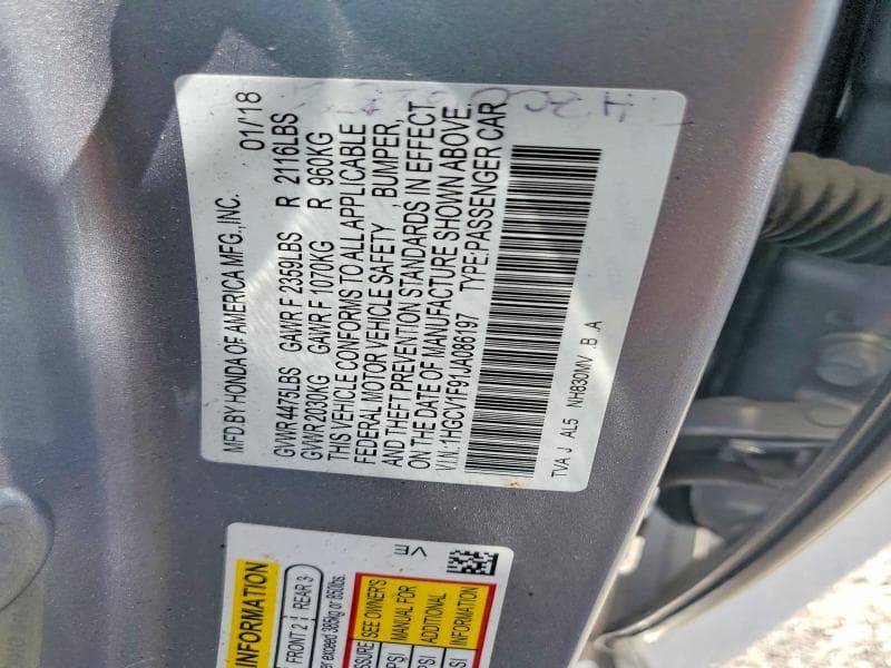 2018 HONDA ACCORD TOURING 12
