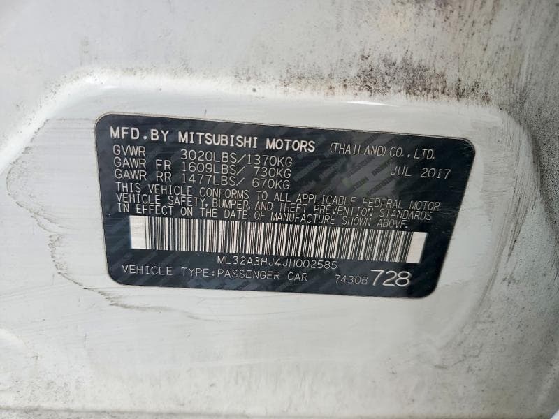 2018 MITSUBISHI MIRAGE ES 14