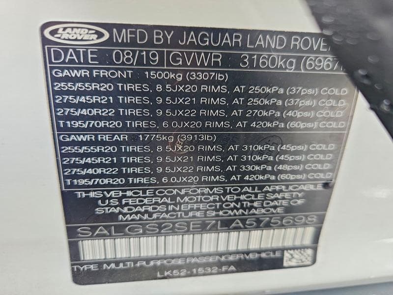 2020 LAND ROVER RANGE ROVER P525 HSE 13