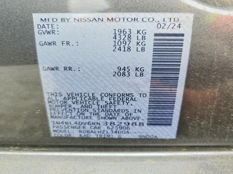 2024 NISSAN ALTIMA SV 12
