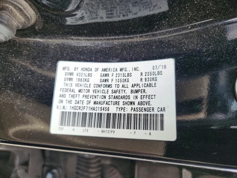 2017 HONDA ACCORD EX 12