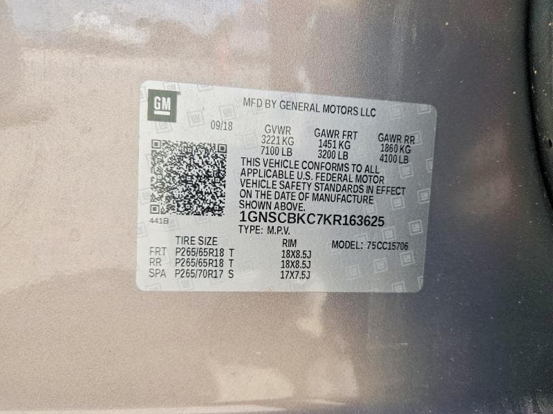 2019 CHEVROLET TAHOE C1500 LT 13