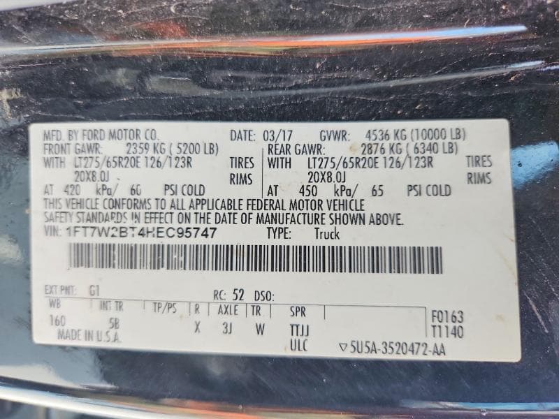 2017 FORD F250 SUPER DUTY 12