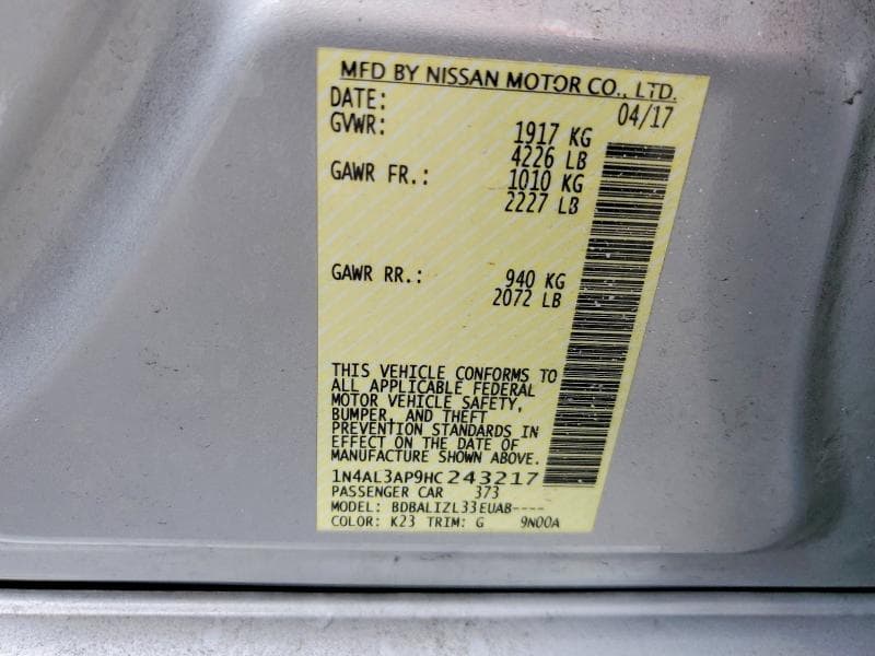 2017 NISSAN ALTIMA 12