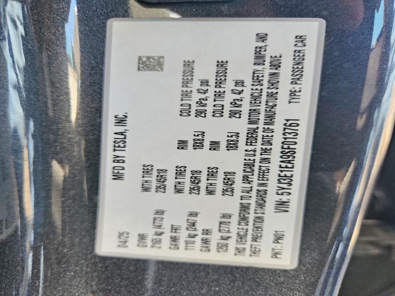 2025 TESLA MODEL 3 12