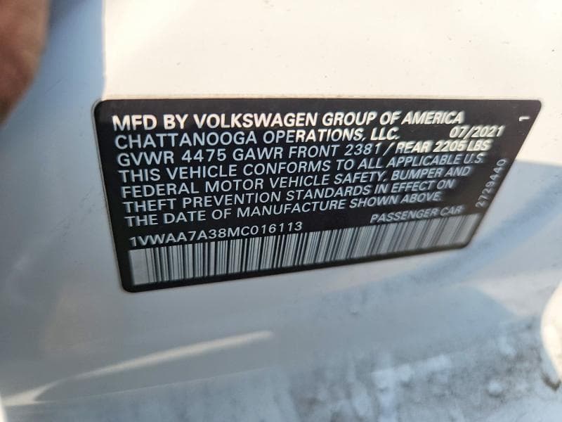 2021 VOLKSWAGEN PASSAT S 12
