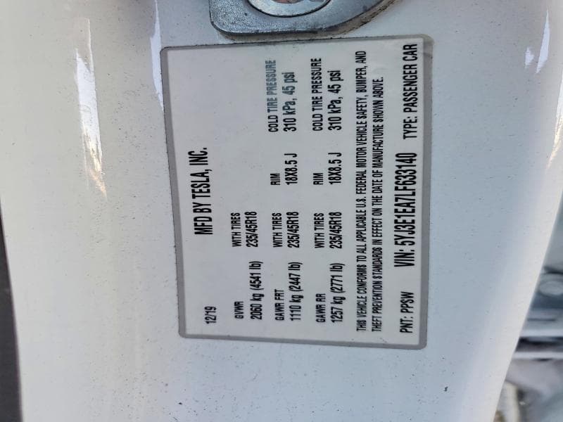 2020 TESLA MODEL 3 12