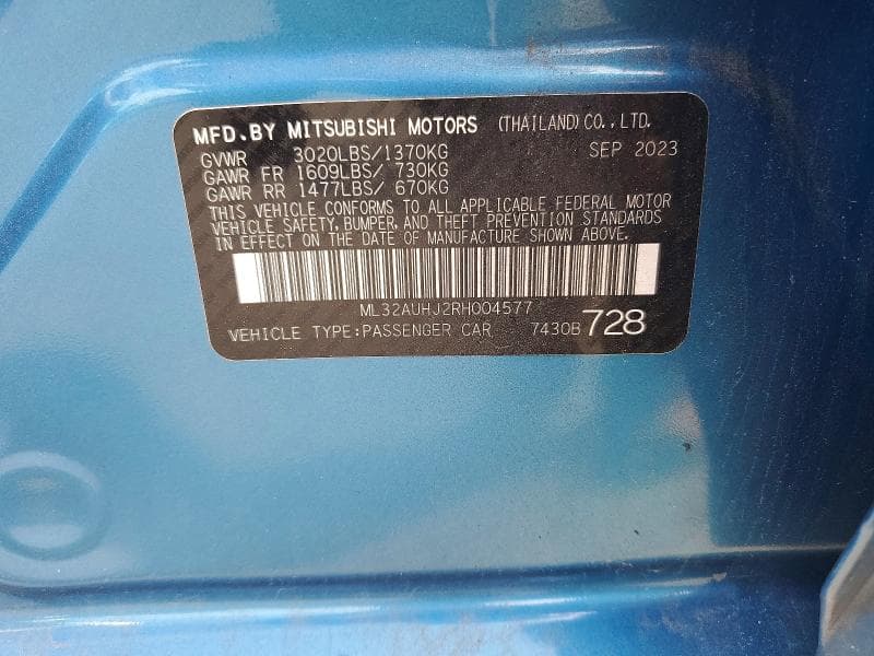 2024 MITSUBISHI MIRAGE ES 12