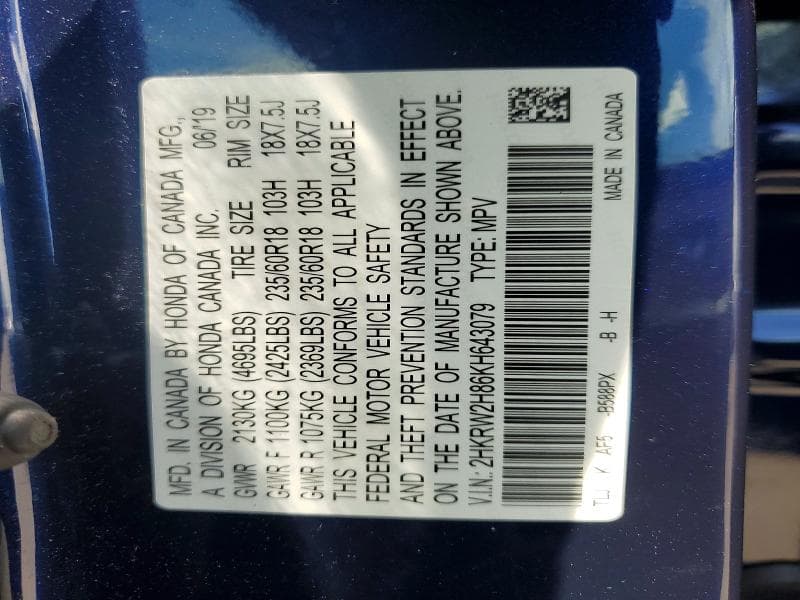 2019 HONDA CR-V EXL 14