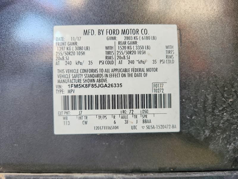 2018 FORD EXPLORER LIMITED 13
