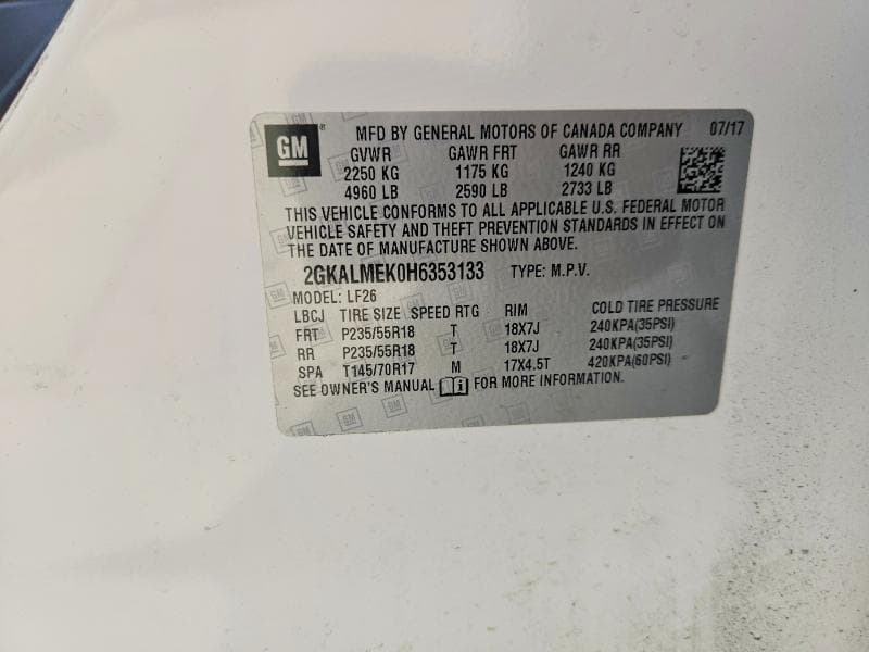 2017 GMC TERRAIN SLE 13