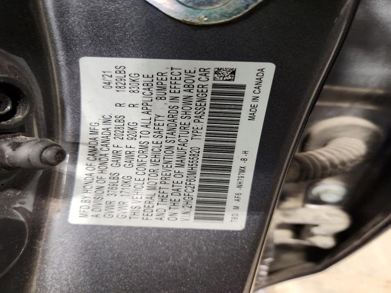 2021 HONDA CIVIC LX 12