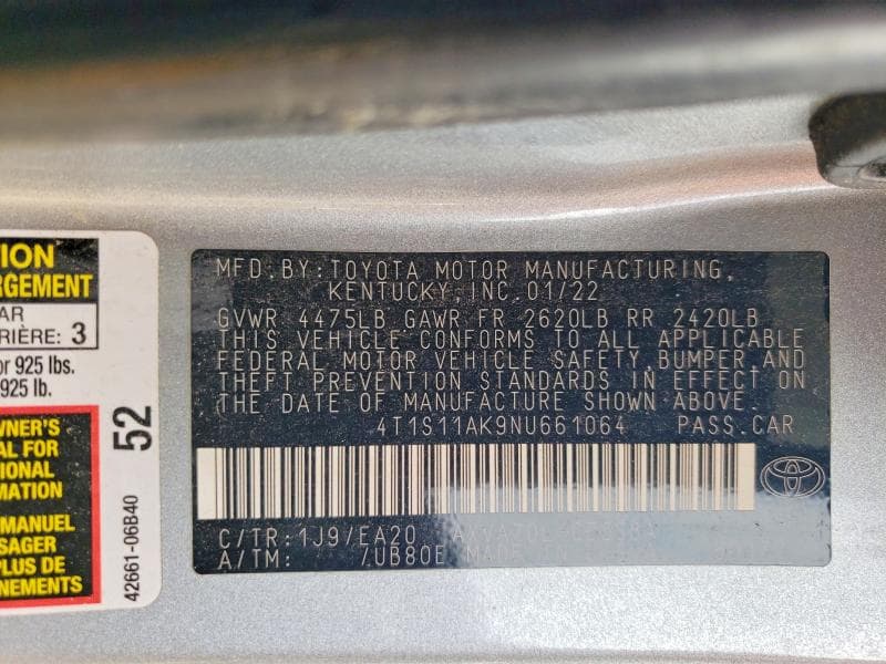 2022 TOYOTA CAMRY SE 12