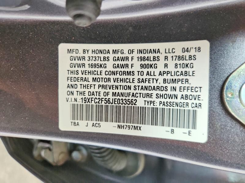 2018 HONDA CIVIC LX 12