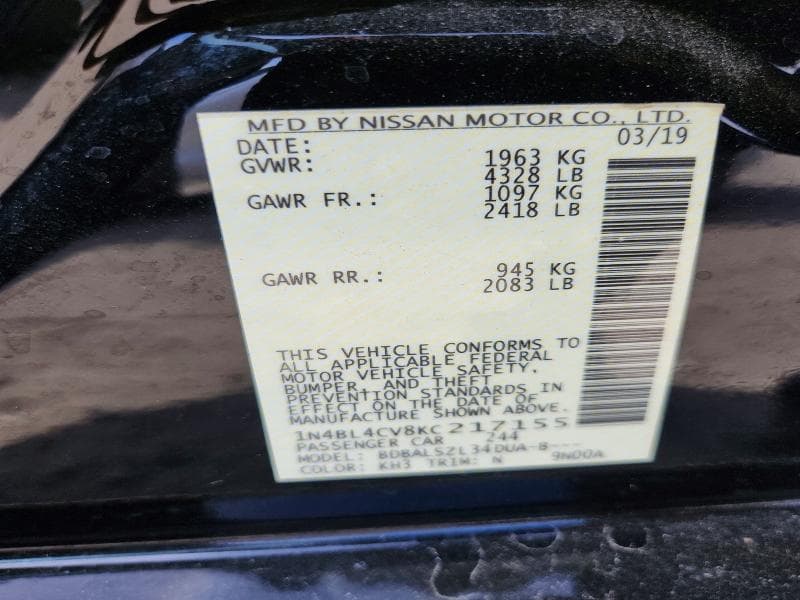 2019 NISSAN ALTIMA SR 13