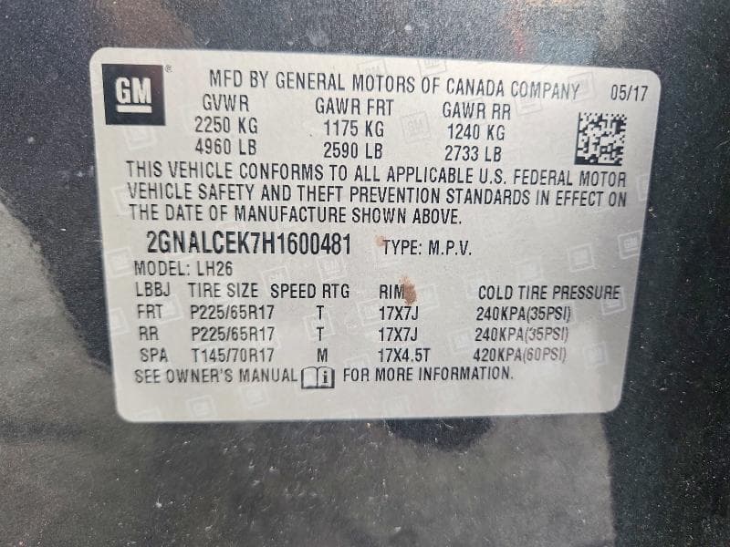 2017 CHEVROLET EQUINOX LT 13