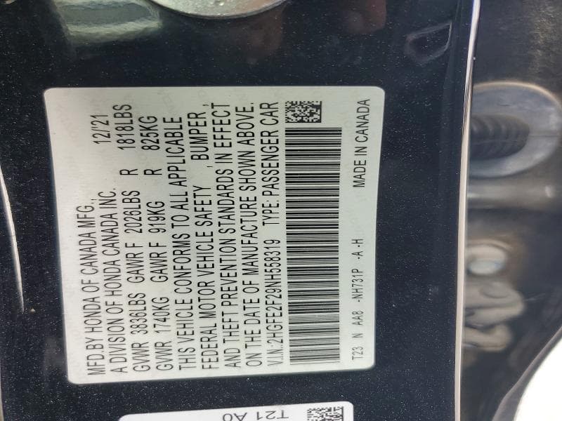 2022 HONDA CIVIC LX 13