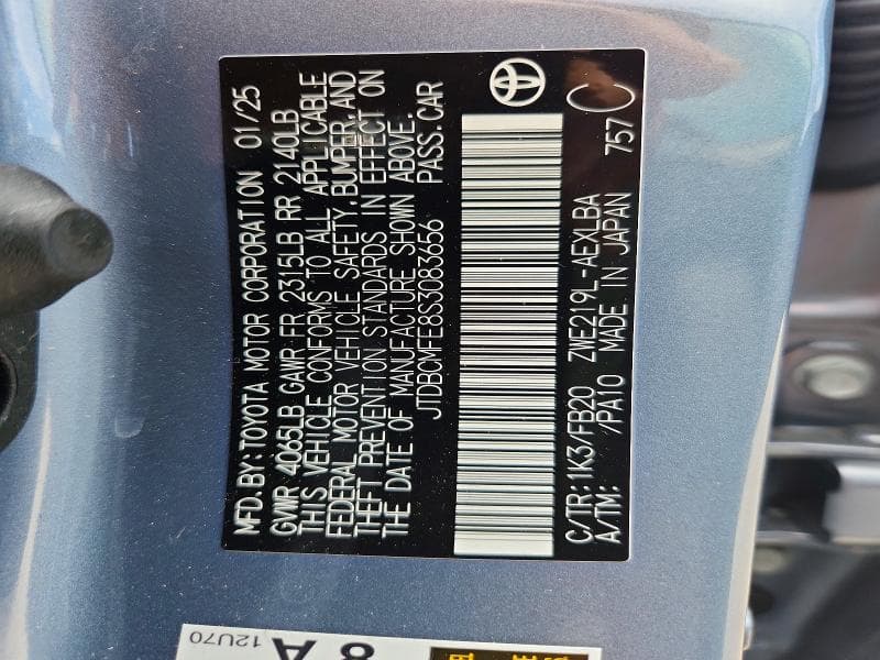 2025 TOYOTA COROLLA HYBRID LE 13