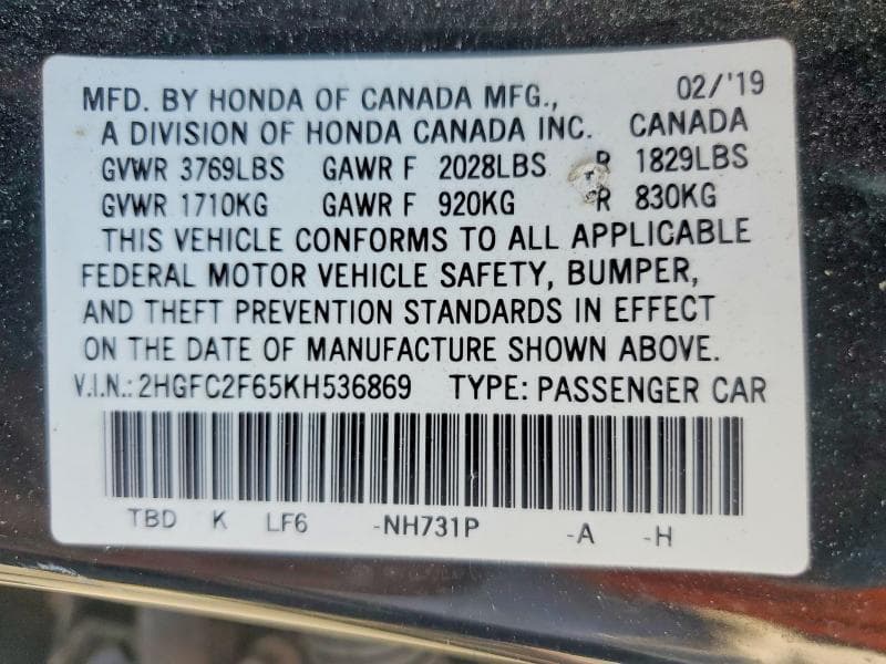 2019 HONDA CIVIC LX 13