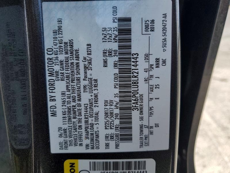 2020 FORD FUSION SE 12