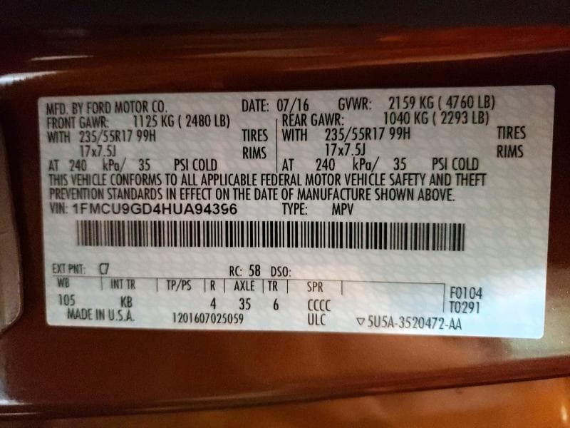 2017 FORD ESCAPE SE 13