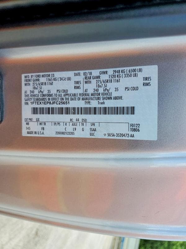 2018 FORD F150 SUPER CAB 12