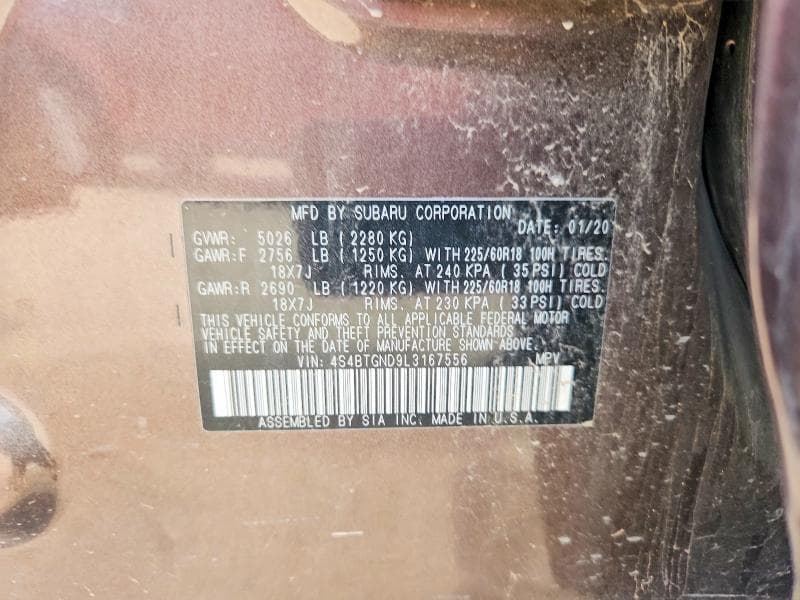 2020 SUBARU OUTBACK LIMITED XT 13