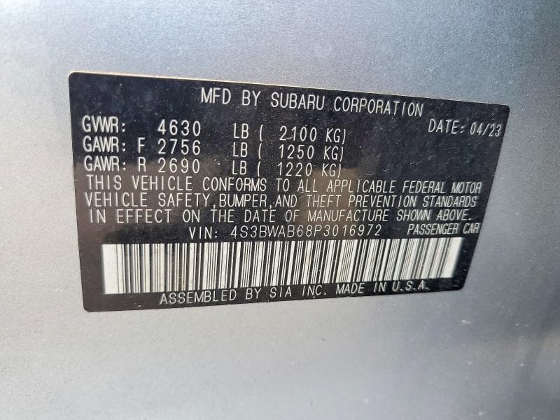 2023 SUBARU LEGACY 12