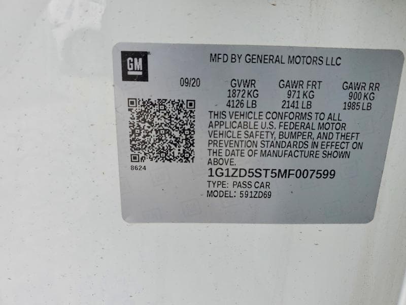 2021 CHEVROLET MALIBU LT 12