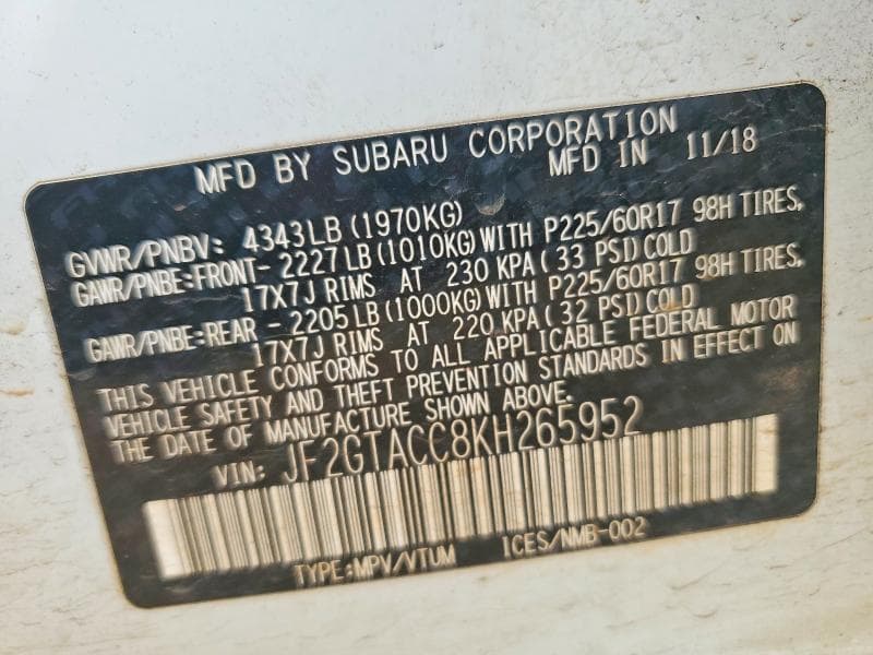 2019 SUBARU CROSSTREK PREMIUM 13
