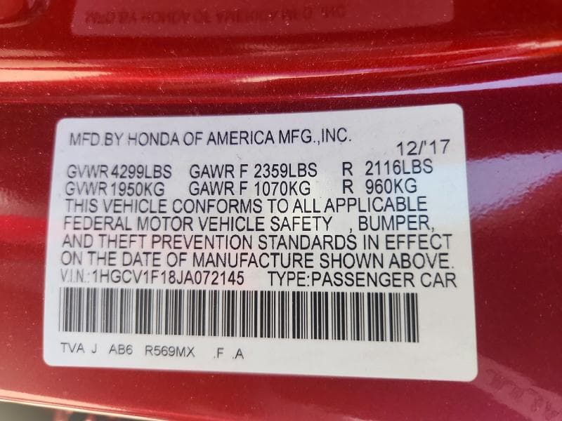 2018 HONDA ACCORD LX 12
