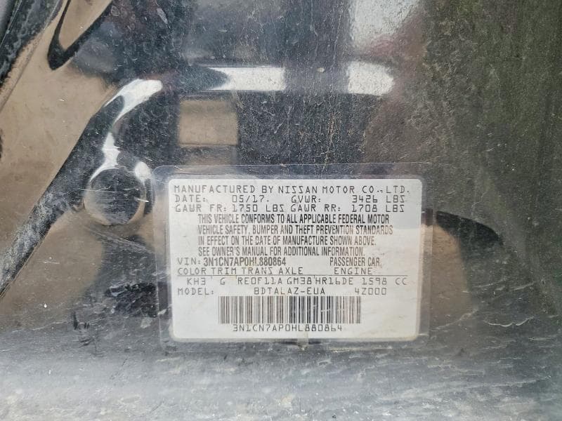 2017 NISSAN VERSA 1.6 S PLUS 12