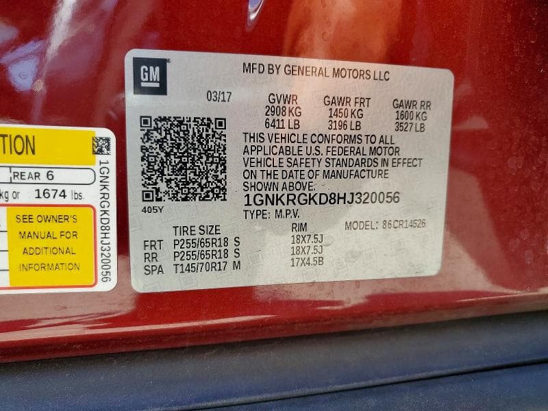 2017 CHEVROLET TRAVERSE LT 12