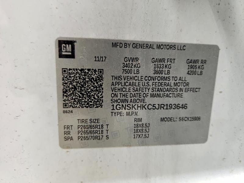 2018 CHEVROLET SUBURAN 14