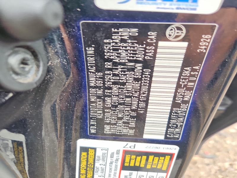 2017 TOYOTA CAMRY 12