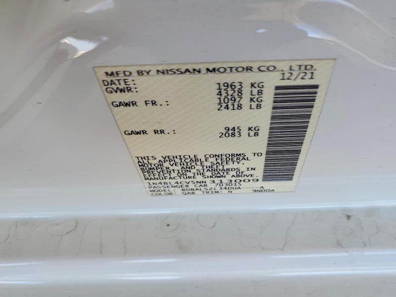 2022 NISSAN ALTIMA SR 13