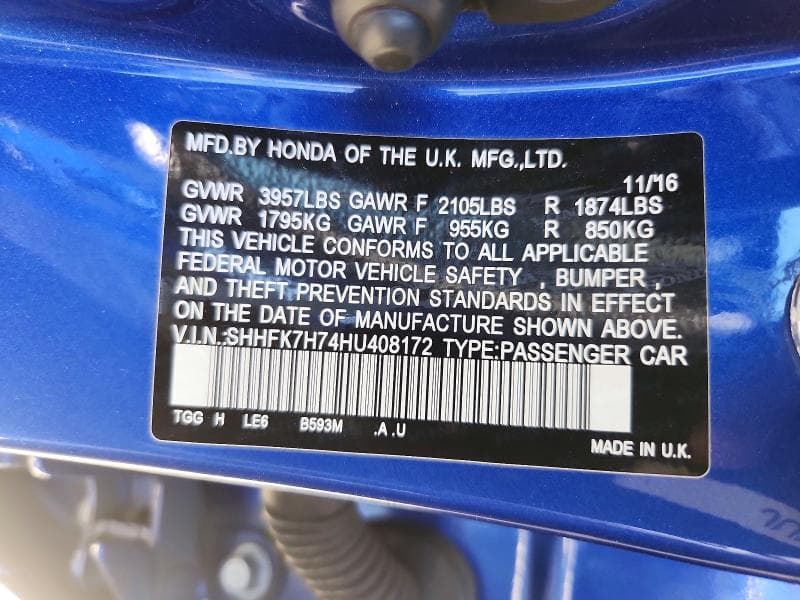 2017 HONDA CIVIC EXL 13