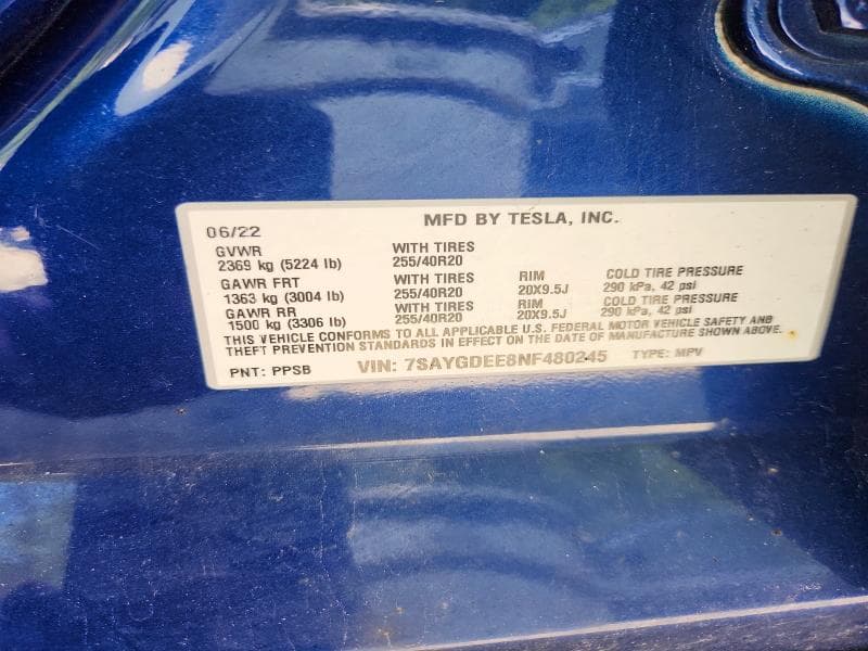 2022 TESLA MODEL Y 14