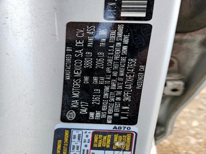 2017 KIA FORTE LX 12