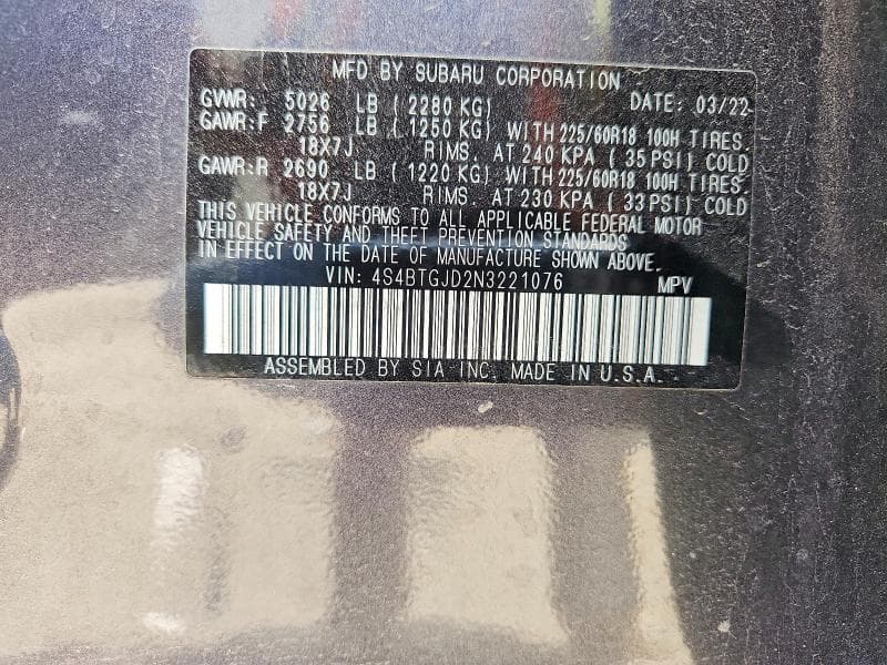2022 SUBARU OUTBACK ONYX EDITION XT 13