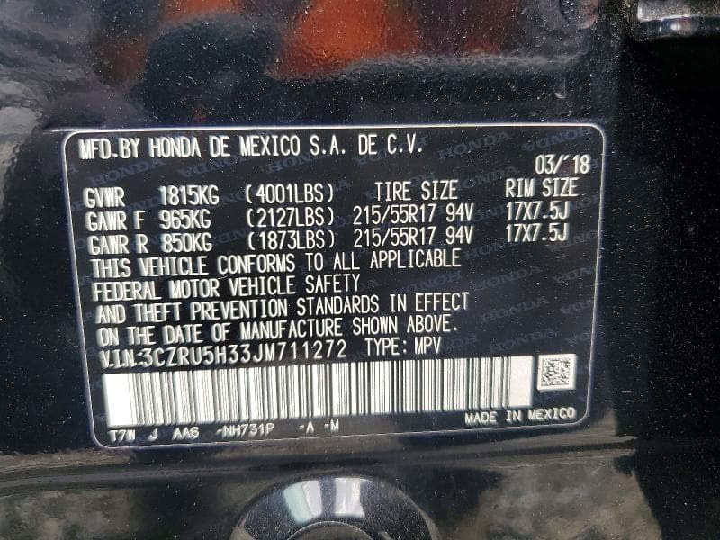 2018 HONDA HR-V LX 13