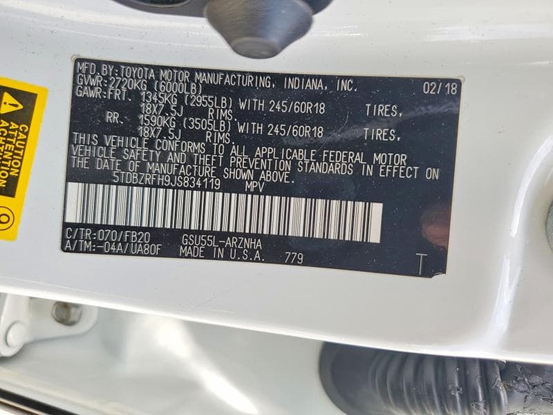 2018 TOYOTA HIGHLANDER LE 13