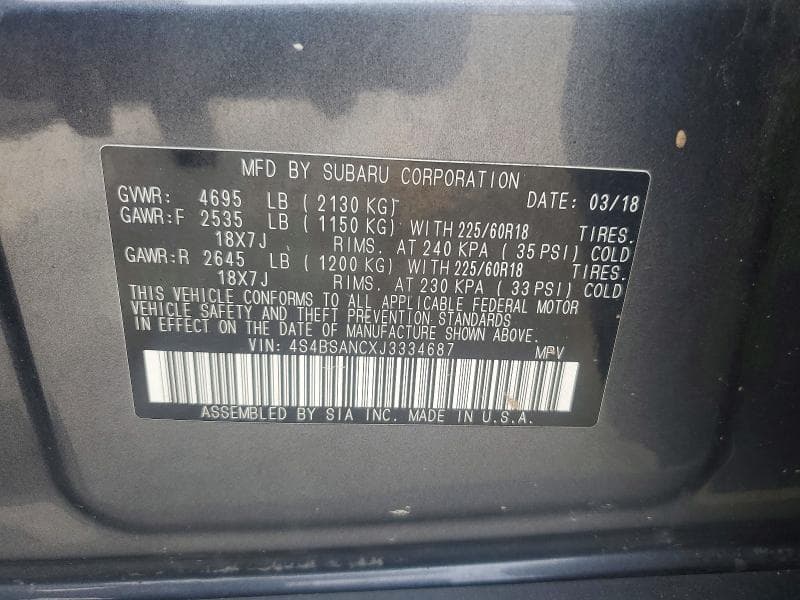 2018 SUBARU OUTBACK 2.5I LIMITED 13