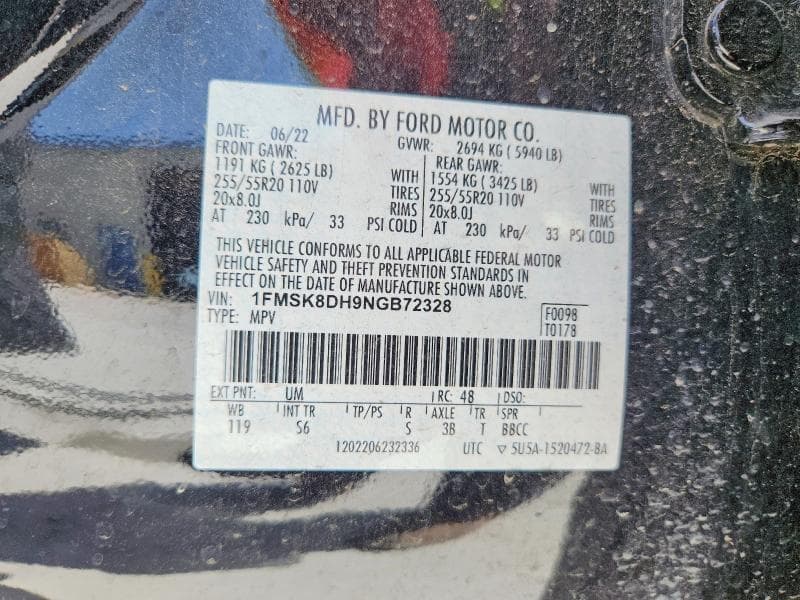 2022 FORD EXPLORER XLT 14