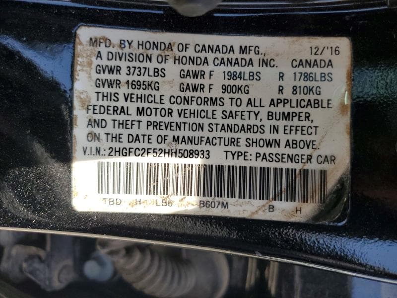 2017 HONDA CIVIC LX 12